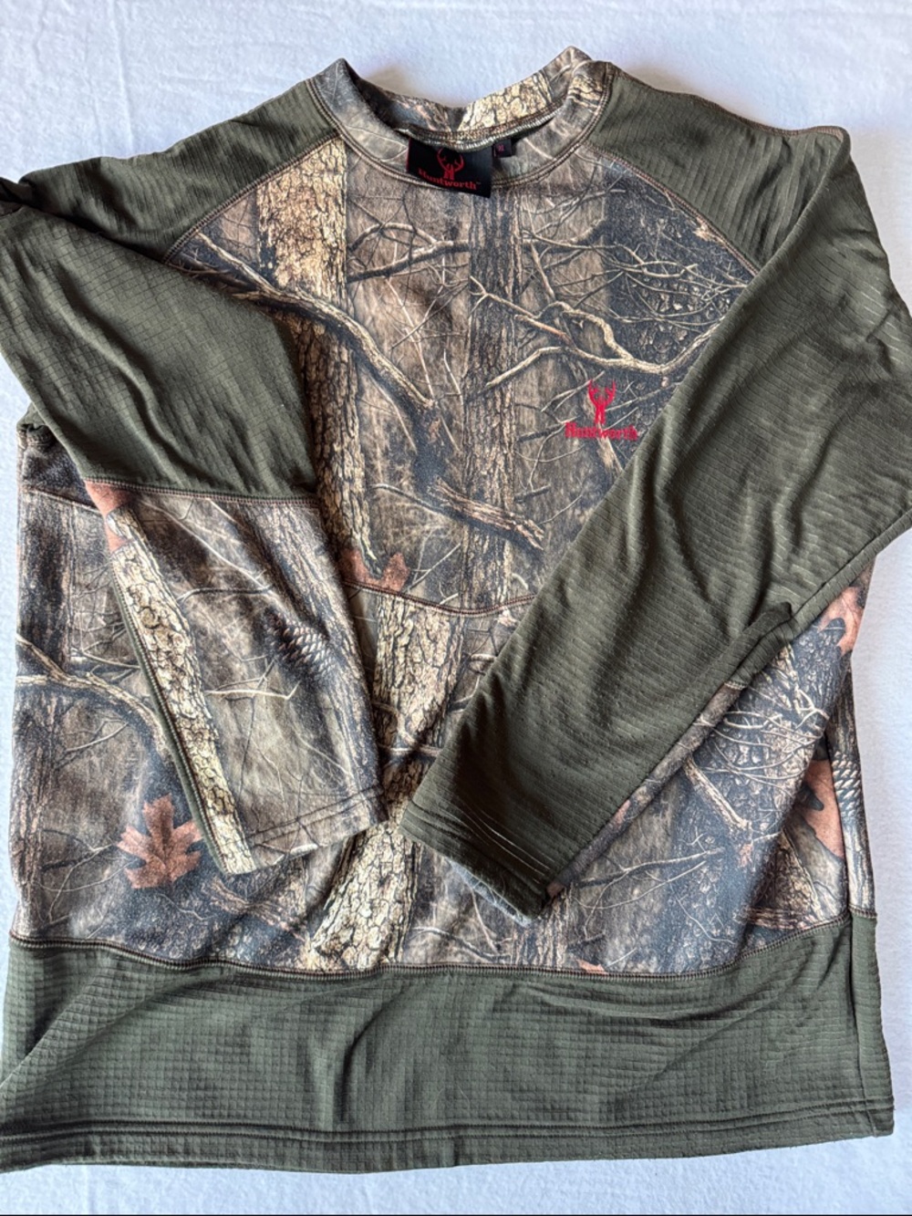 HUNTWORTH Mossy Oak Camouflage Long-Sleeve Crewneck Shirt - Olive/Forest